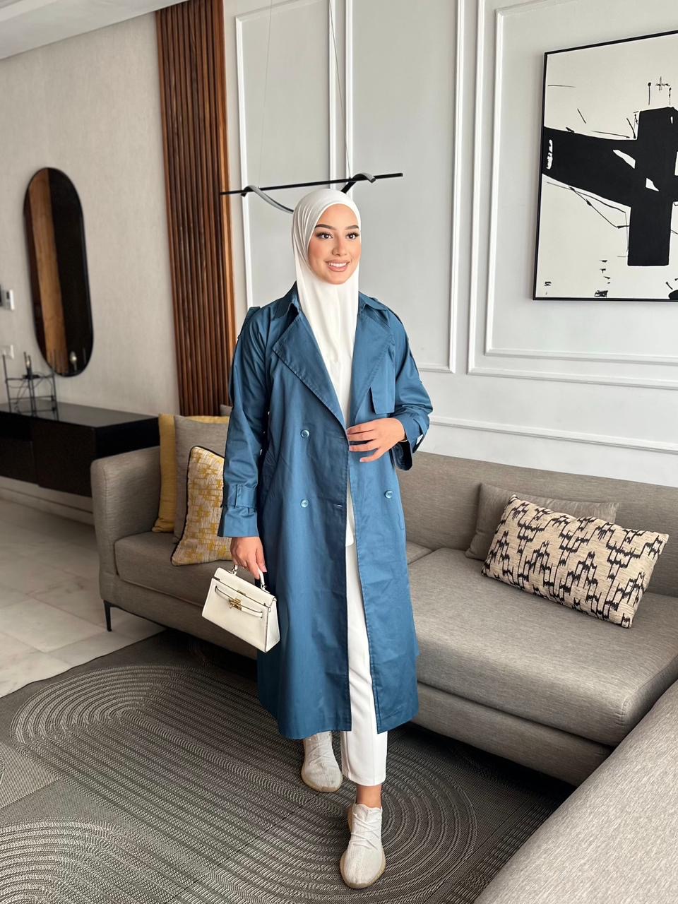 104463B3-7511-46AD-ABC9-DDA9B5CDF122 TRENCH COAT TURQUOISE – Image 1